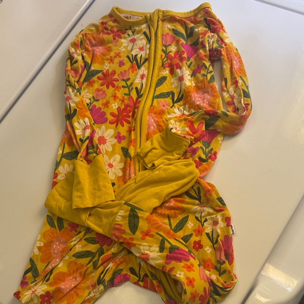 Little Sleepies Yellow and Pink Floral Onesie